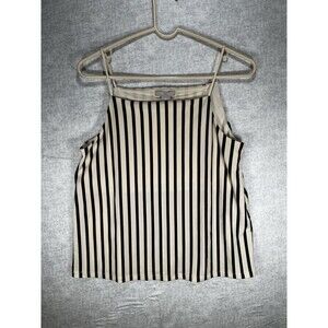 H&M Black and Off White Striped Casual Lightweight Camisole Tank Top Size Small